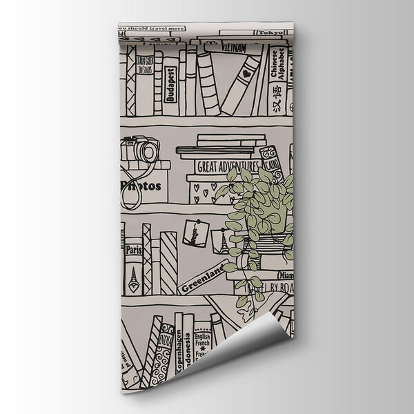 Wallpaper with books on shelves Wallpaper with books on shelves