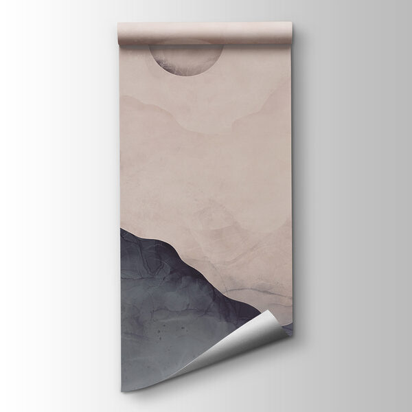 Painting of a mountain with a moon Painting of a mountain with a moon