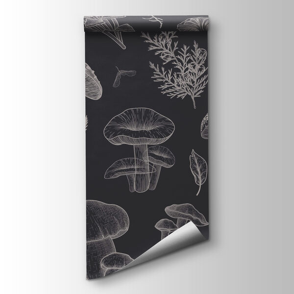 Pattern of mushrooms and leaves Pattern of mushrooms and leaves