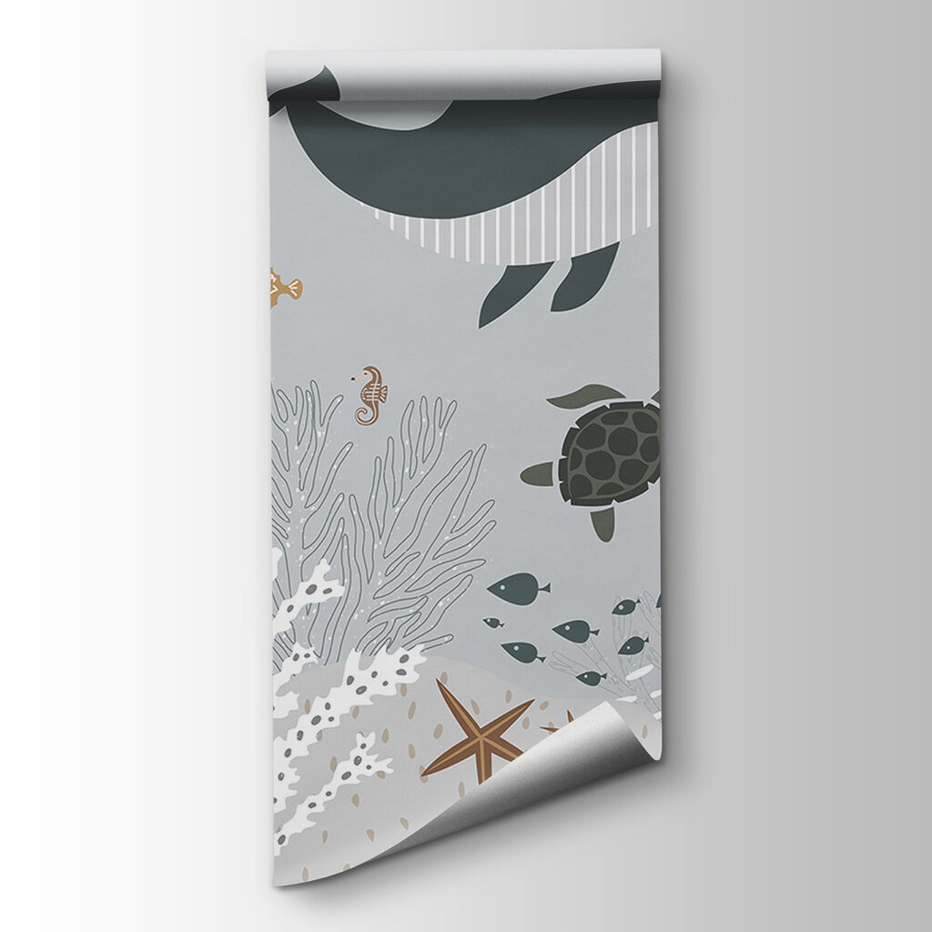 Sea life with fish and seaweed Sea life with fish and seaweed