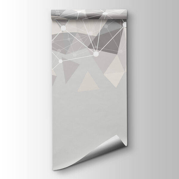 Grey and white background with white dots and triangles Grey and white background with white dots and triangles