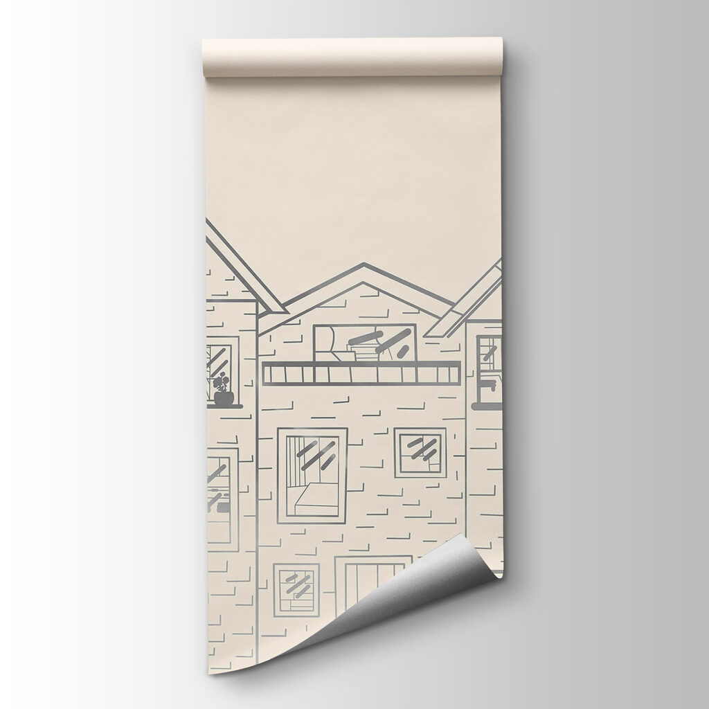 Drawing of a row of houses Drawing of a row of houses