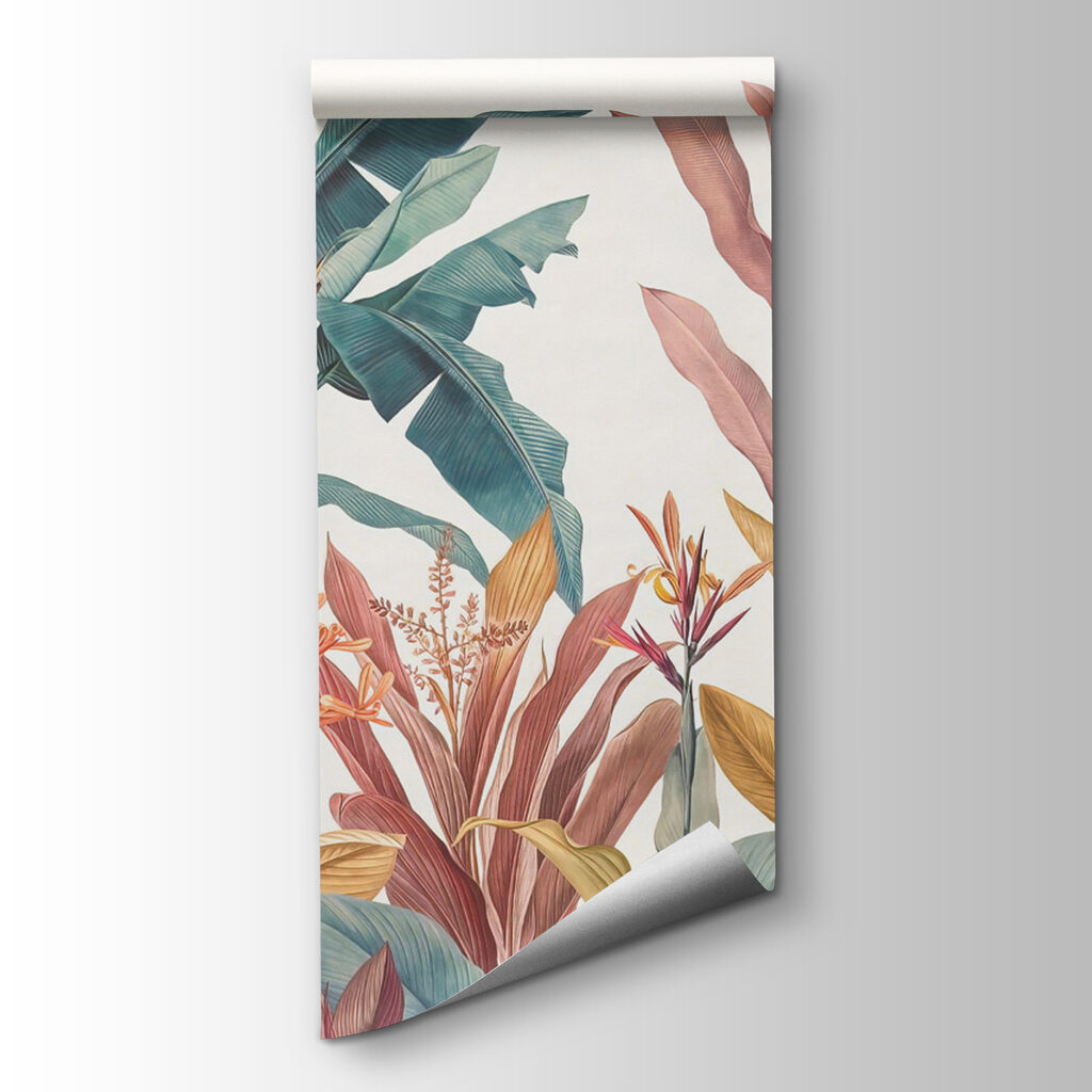 Wallpaper with plants and flowers