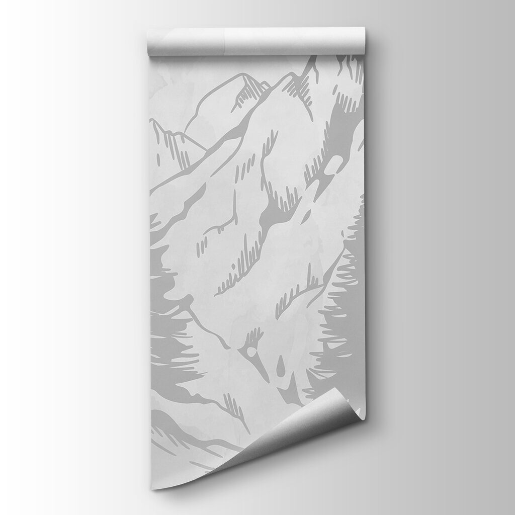 A drawing of a mountain range