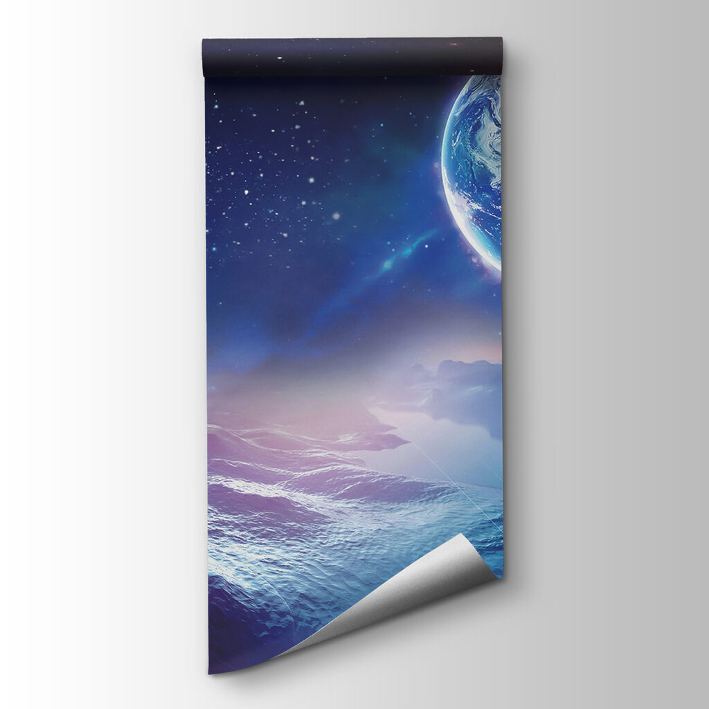 Planet earth and a moon in space Planet earth and a moon in space