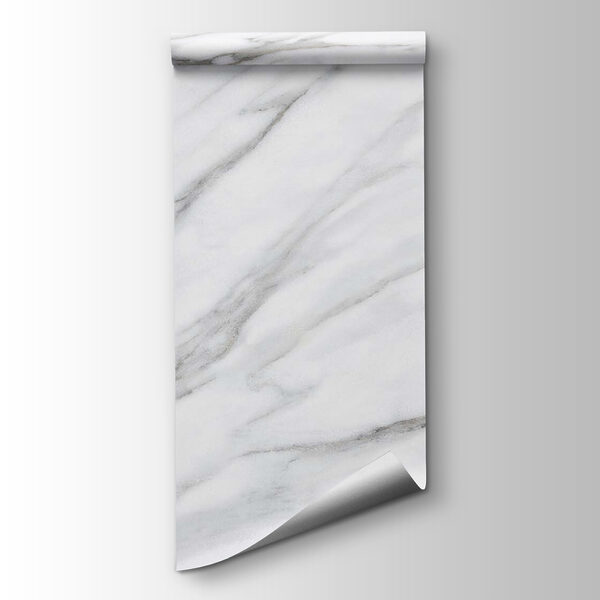White marble surface with black veins