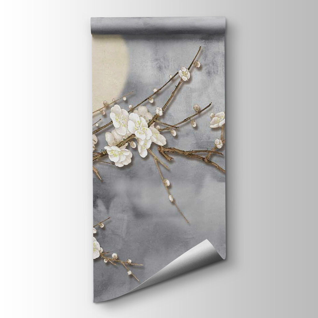 Bird on a branch with white flowers Bird on a branch with white flowers