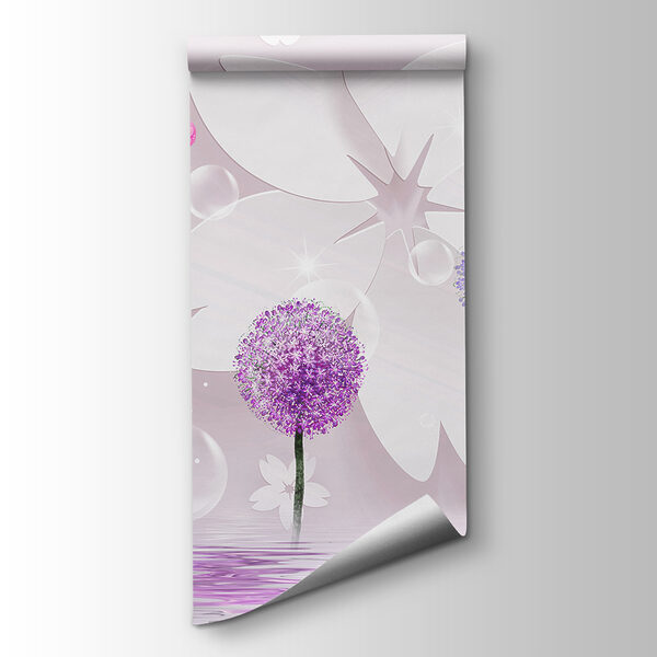 Purple and white flowers with butterflies