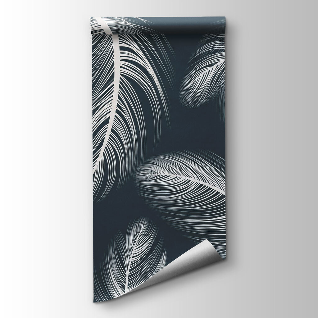 Delicate feathers dancing on dark background
