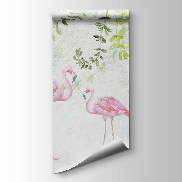 Two pink flamingos with green leaves Two pink flamingos with green leaves