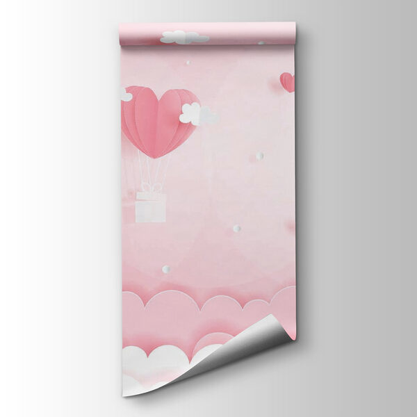 Pink paper cutout of hot air balloons and clouds Pink paper cutout of hot air balloons and clouds
