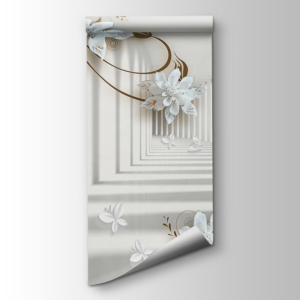 White flower design on a white background