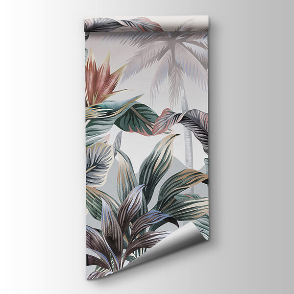 Wallpaper with palm trees and flowers Wallpaper with palm trees and flowers