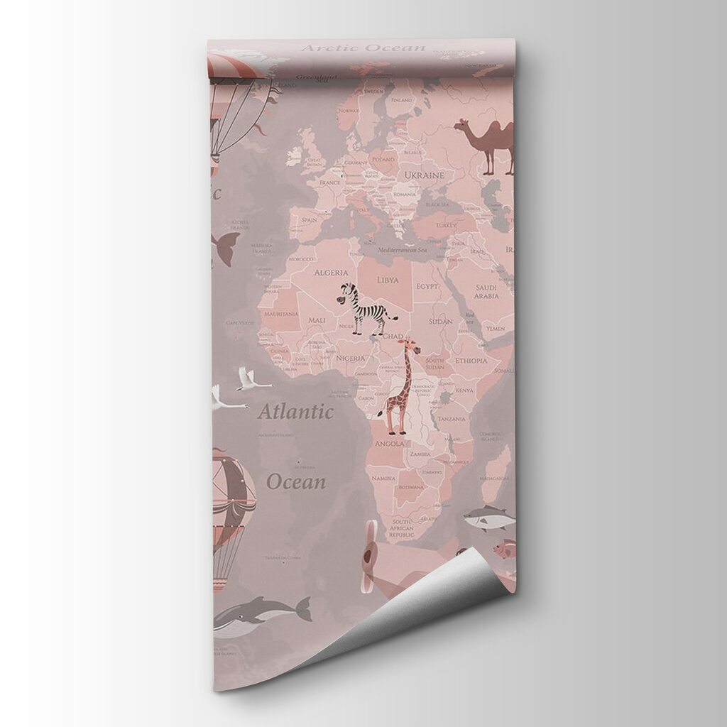 A map of the world with airplanes and hot air balloons A map of the world with airplanes and hot air balloons