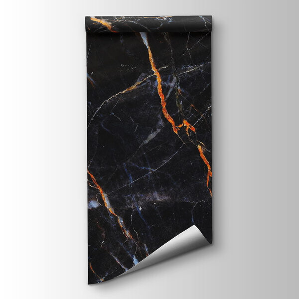 Black marble with fiery orange veins Black marble with fiery orange veins