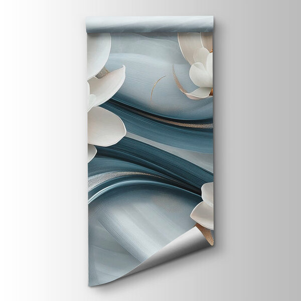 Delicate blooms on flowing fabric