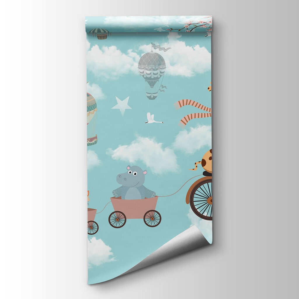 Giraffe riding a bicycle with animals in a train Giraffe riding a bicycle with animals in a train