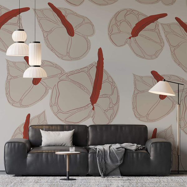 Fotótapéta Fotótapéta Virágmintás fehér háttér (Cikkszám: t00406)