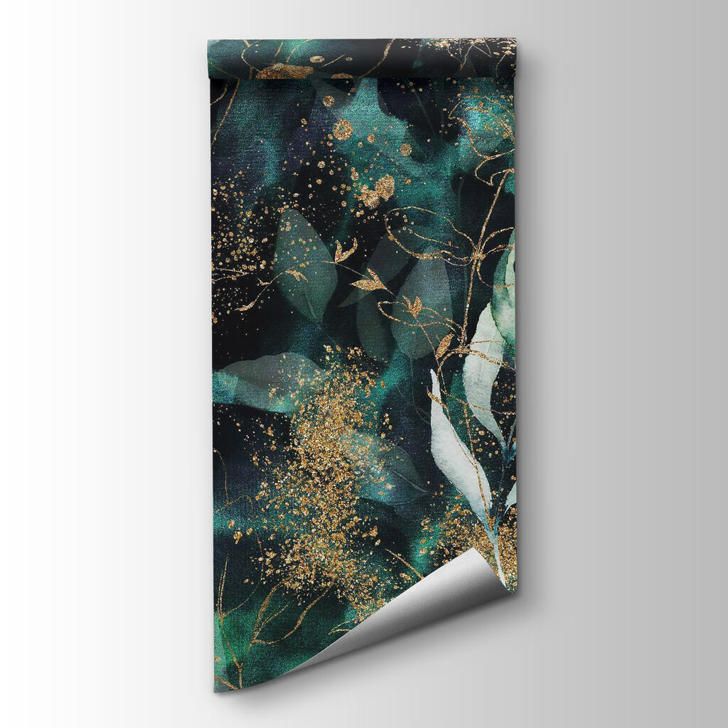 Elegant leaves in sparkling midnight hues Elegant leaves in sparkling midnight hues