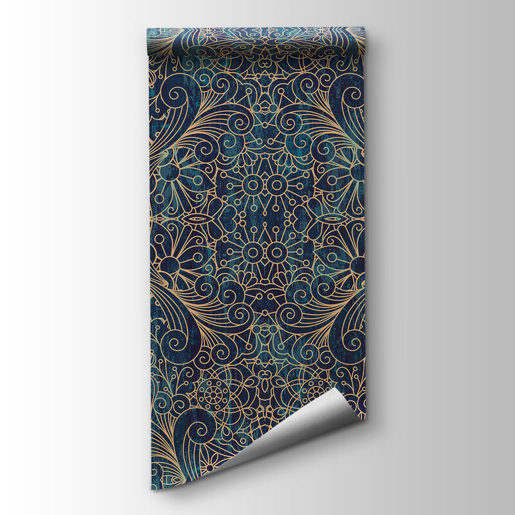 Intricate blue symmetrical floral design Intricate blue symmetrical floral design