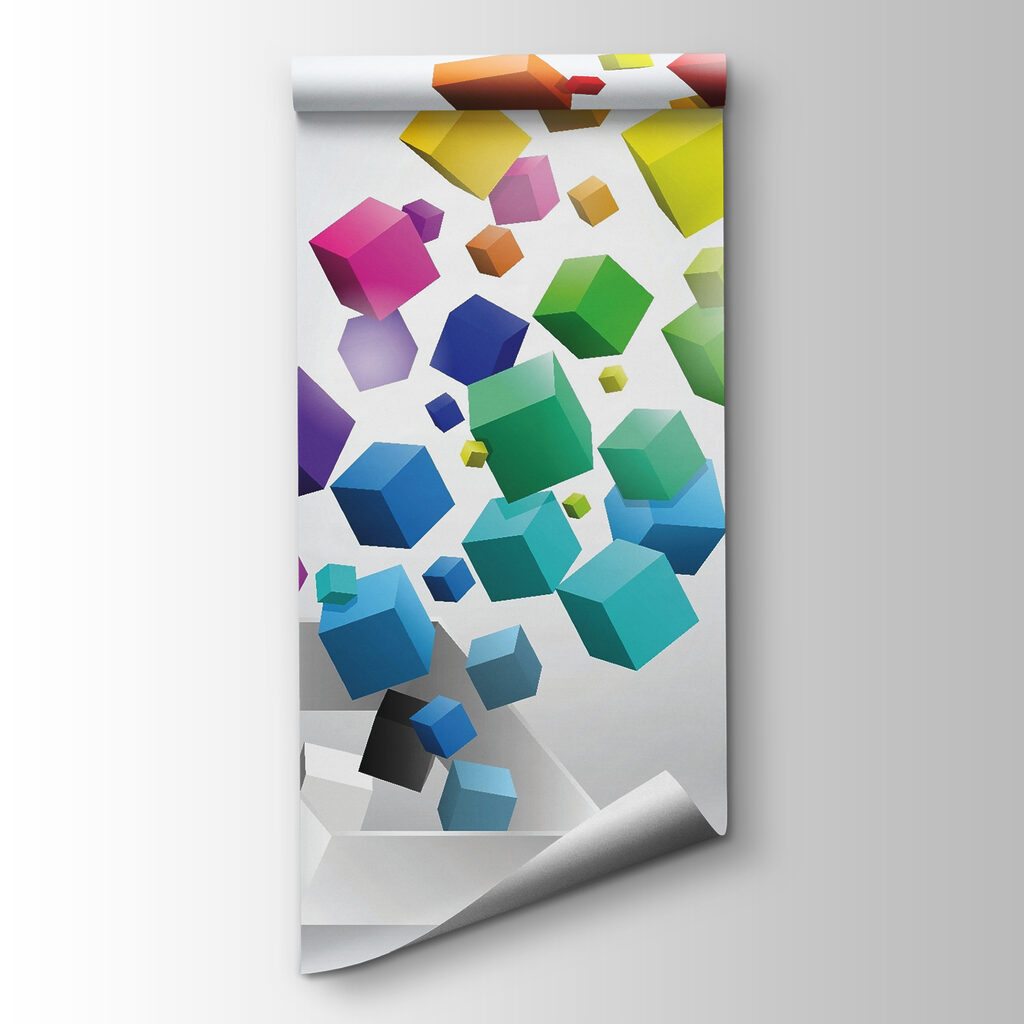 Colorful cubes falling into a box Colorful cubes falling into a box