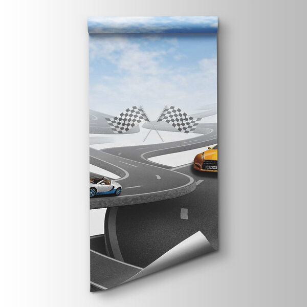 Two cars on a winding road Two cars on a winding road