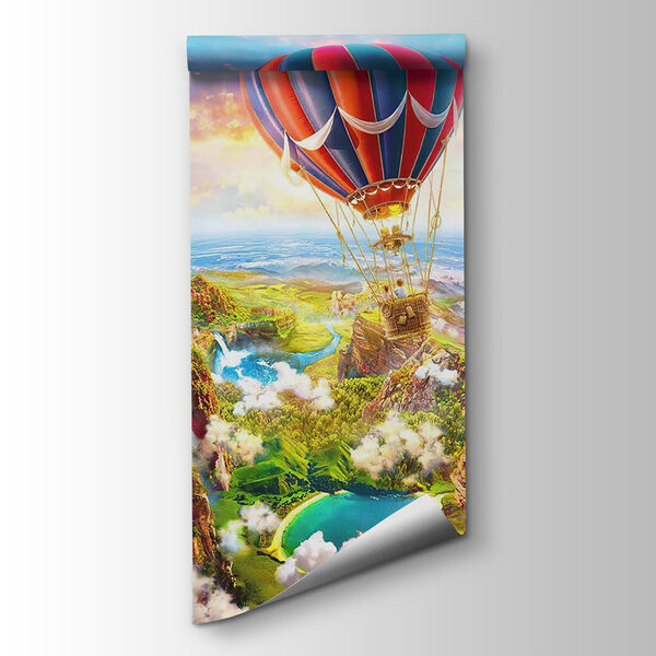 Hot air balloon over a landscape
