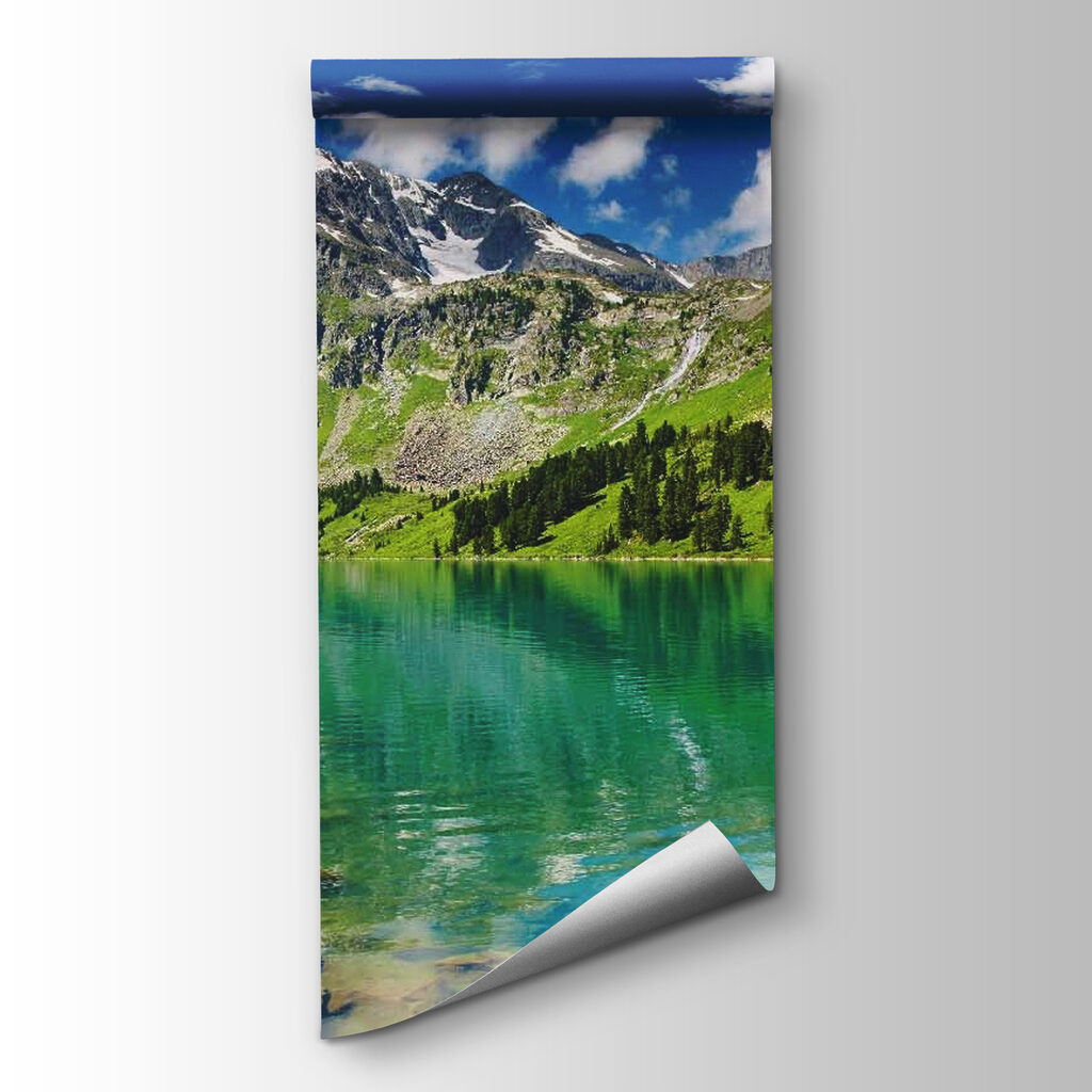 Body of water with mountains and trees