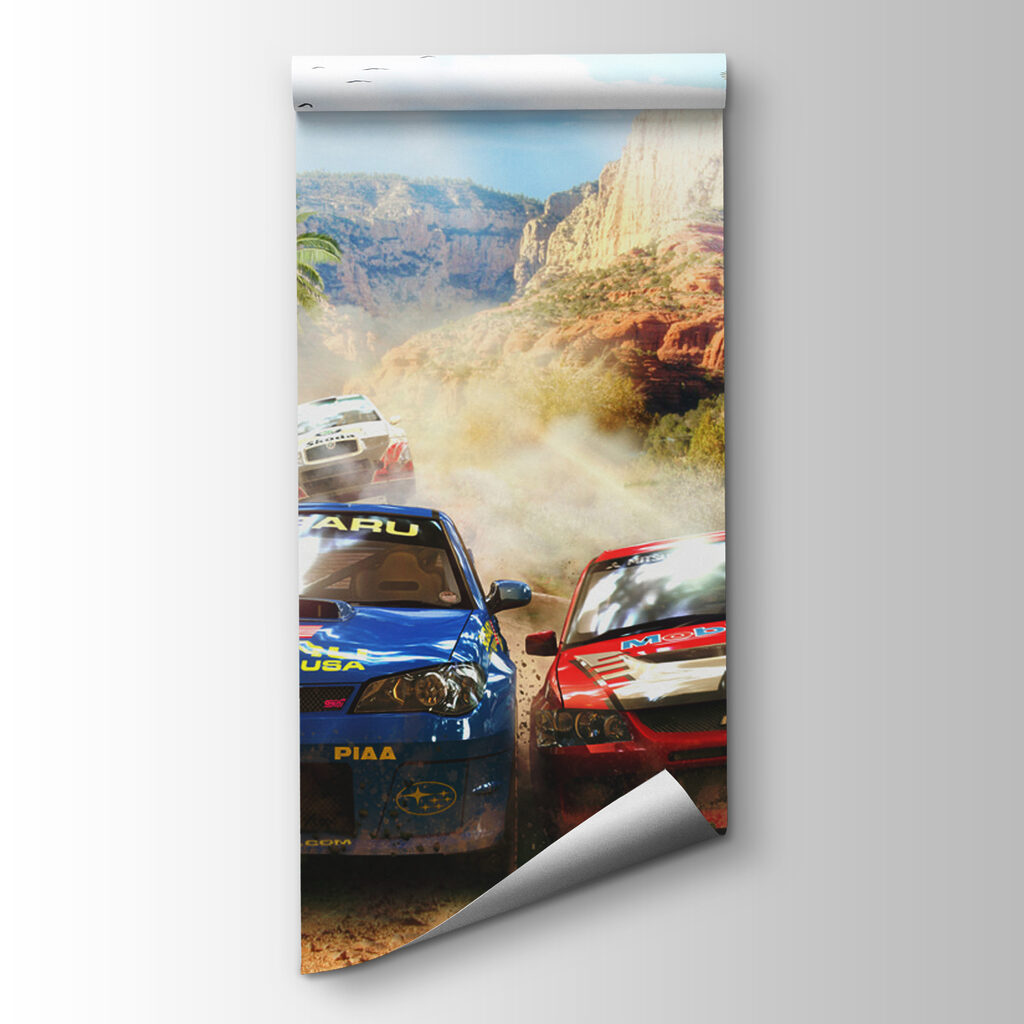 Group of cars driving on a dirt road