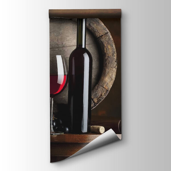 Wine bottle and glass on a table