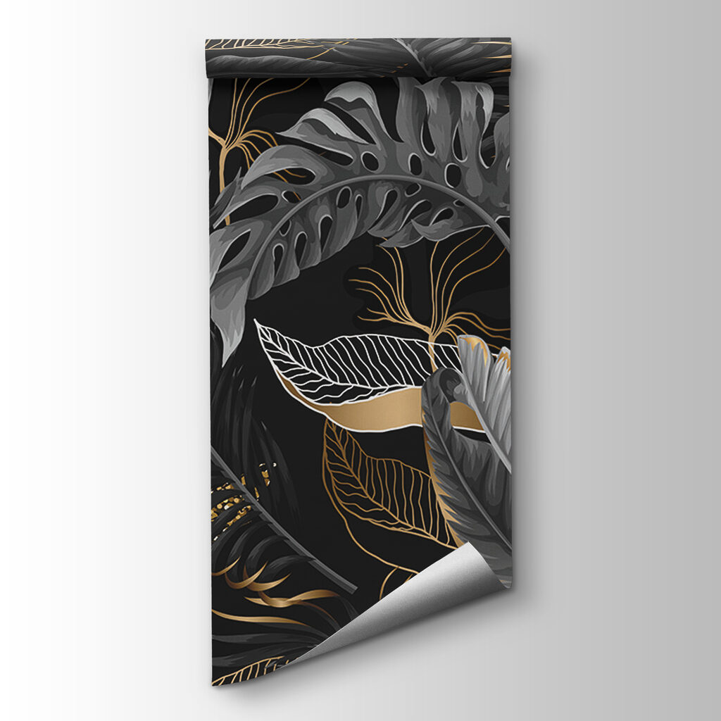 Lush tropical foliage with shimmering accents