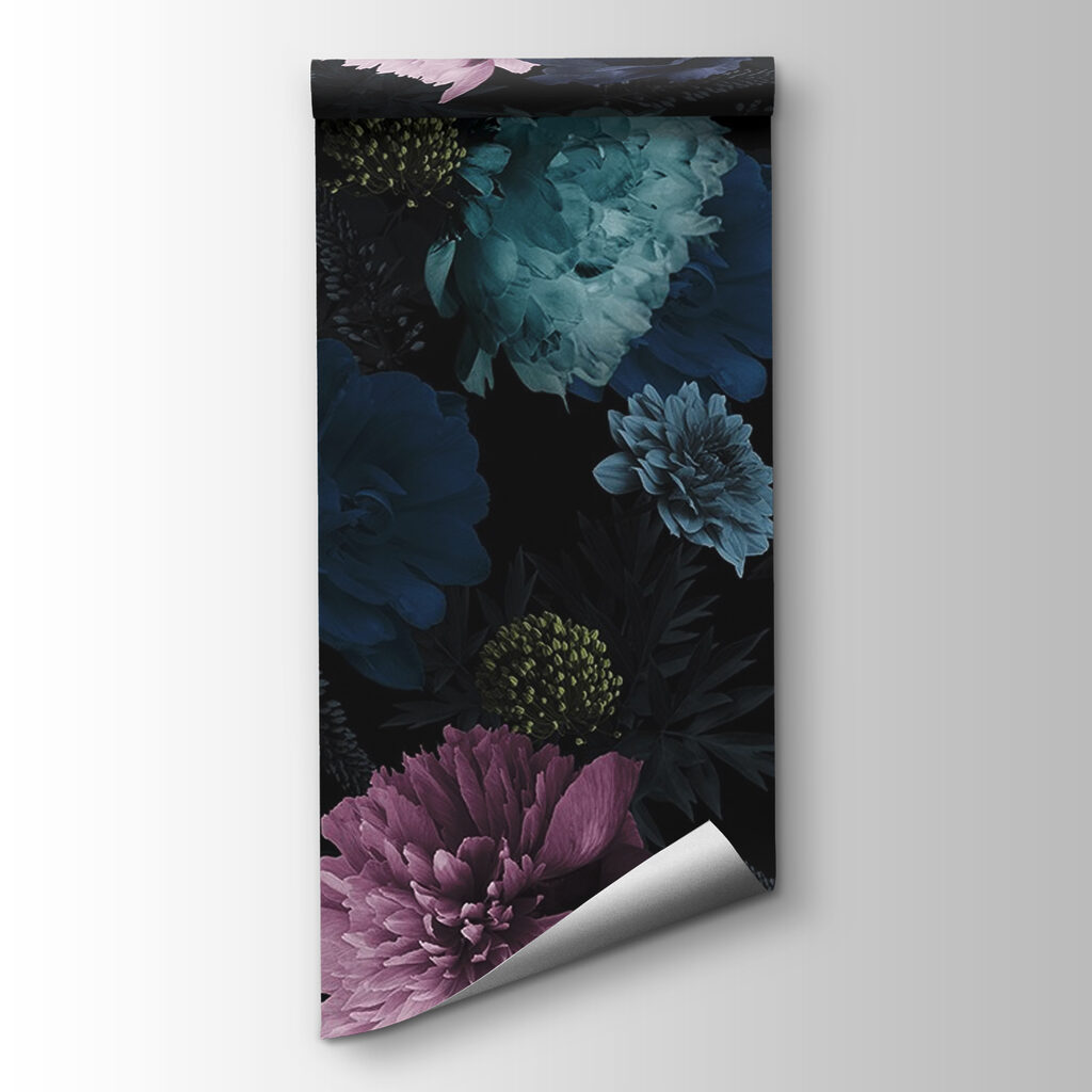 Vibrant floral pattern on black background