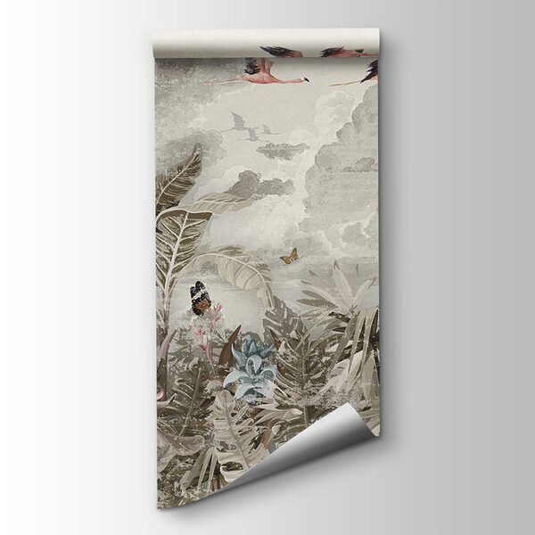 Mural of birds flying over a forest Mural of birds flying over a forest