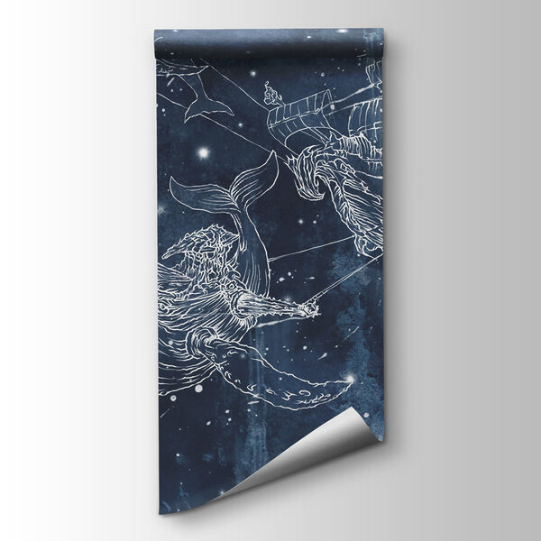 Drawing of a whale and a ship