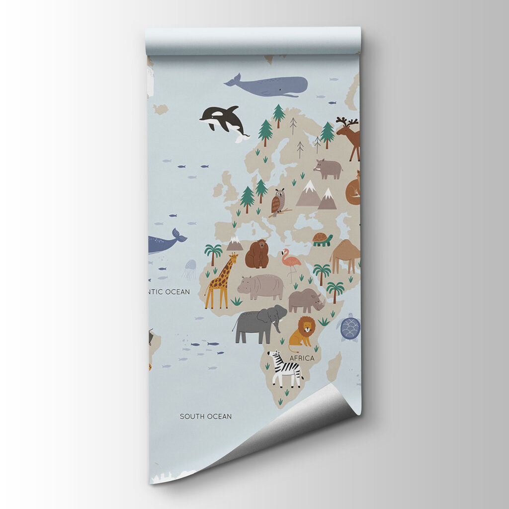 Map of the world with animals Map of the world with animals
