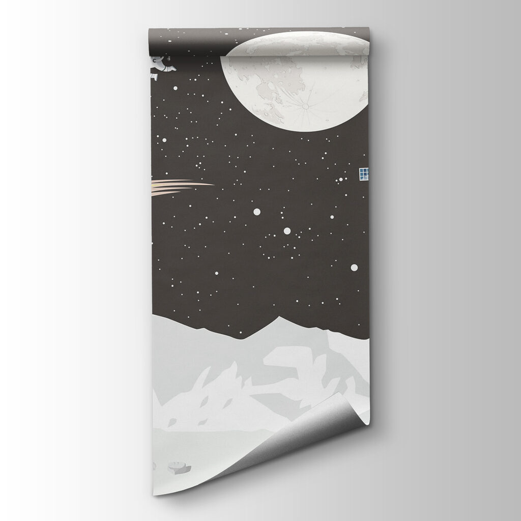 Space scene with a moon and satellite