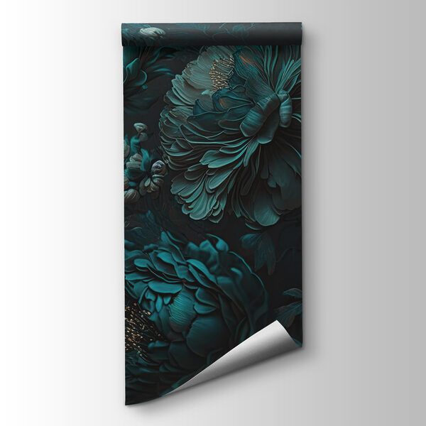Elegant teal floral arrangement on canvas Elegant teal floral arrangement on canvas