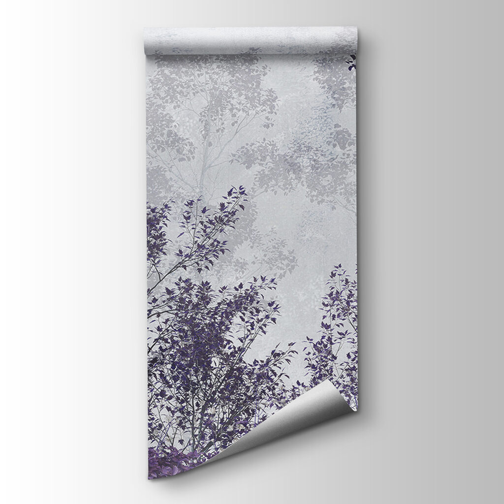 A group of trees with purple leaves