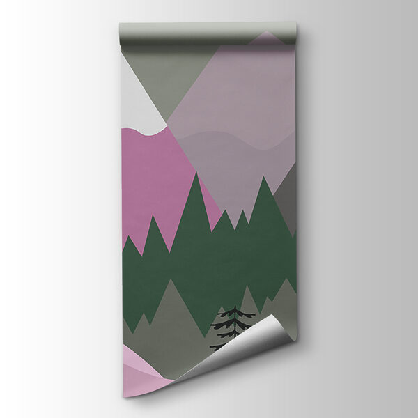 A mountain landscape with trees and mountains