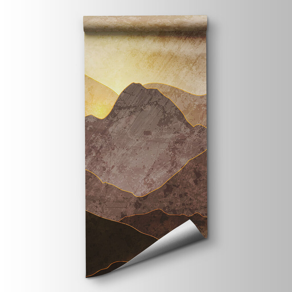 Painting of mountains and sun Painting of mountains and sun