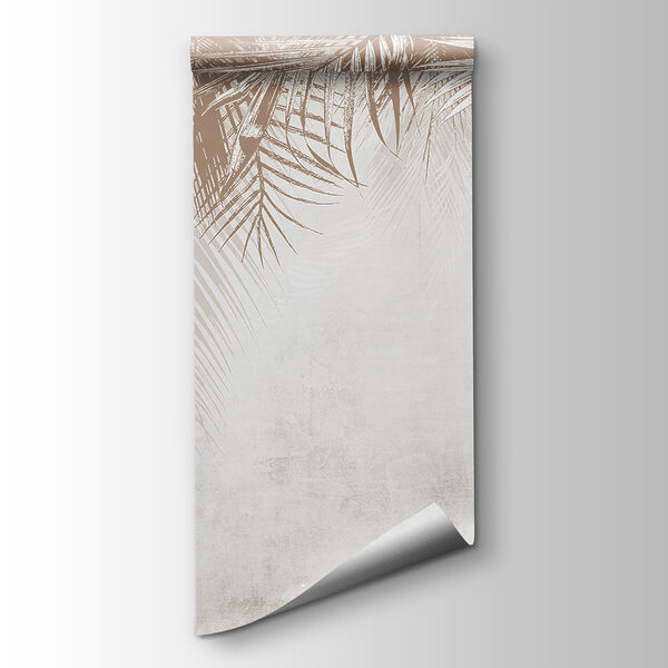 White and brown background with palm leaves White and brown background with palm leaves