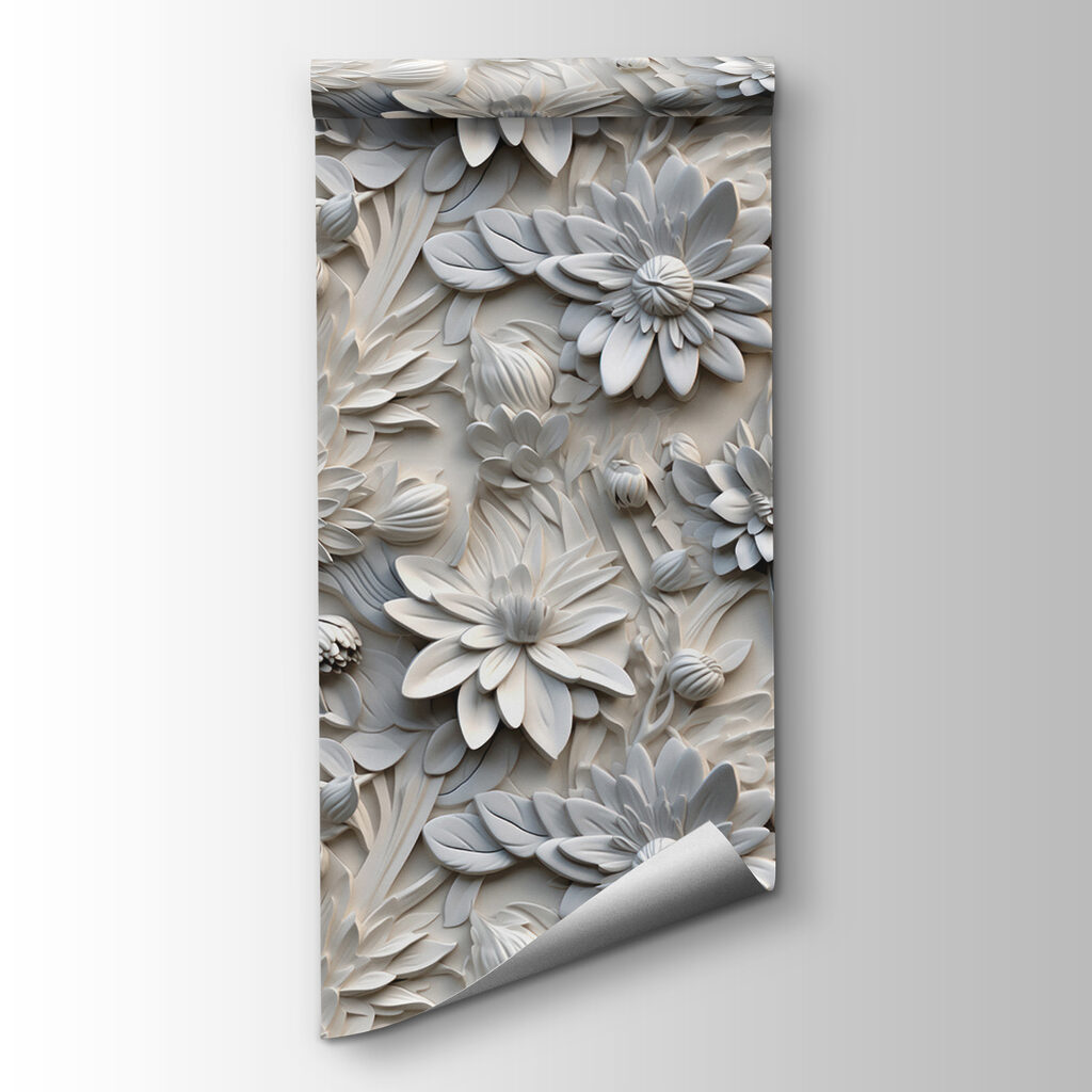 White flower pattern on a wall