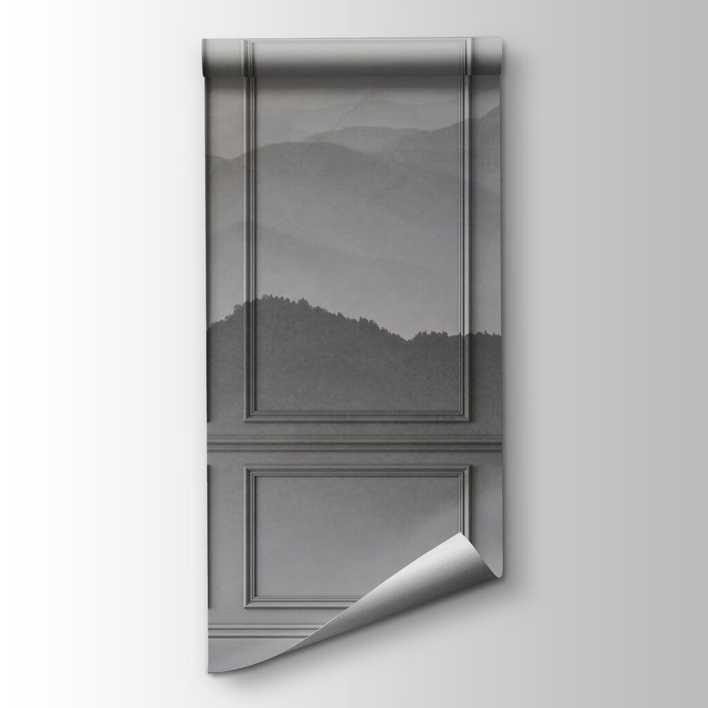 Wall with a picture of mountains and birds Wall with a picture of mountains and birds