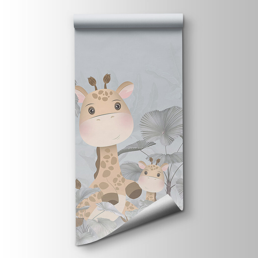 A giraffe and elephant in a forest