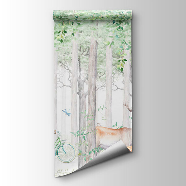A painting of animals in a forest