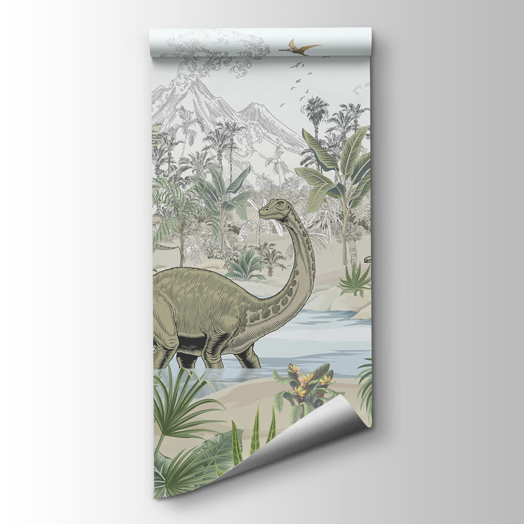 A group of dinosaurs in a river