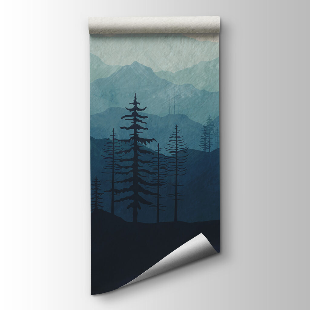 A landscape of mountains and trees