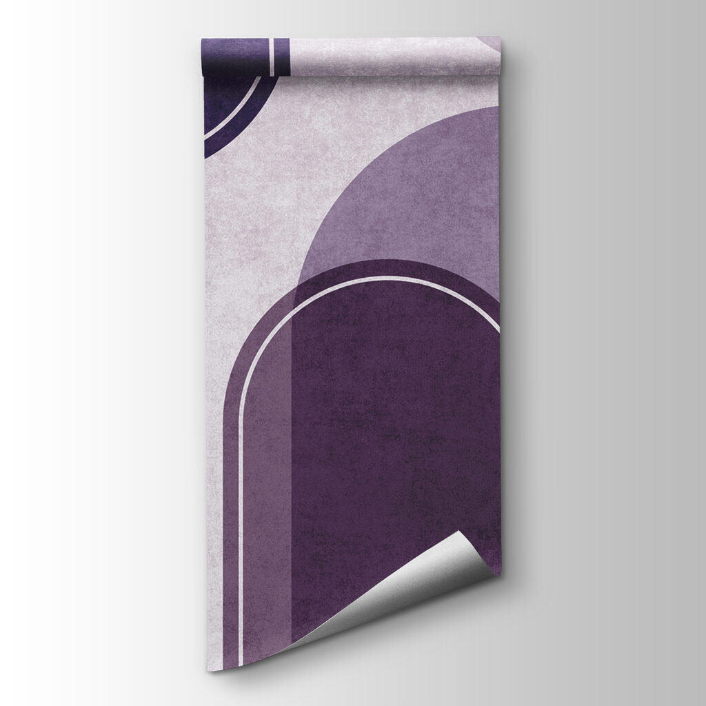 A purple and white background with ovals and ovals