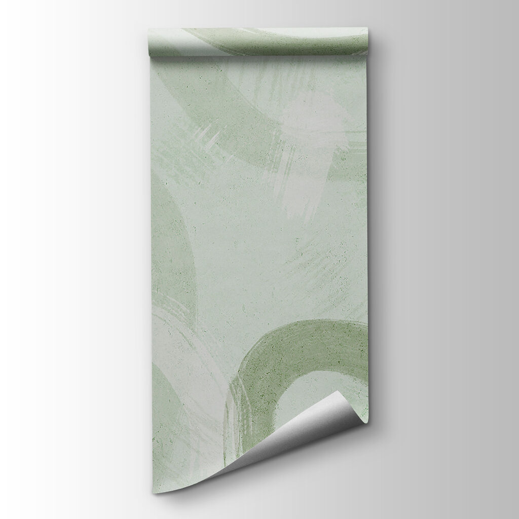 A white surface with green paint strokes