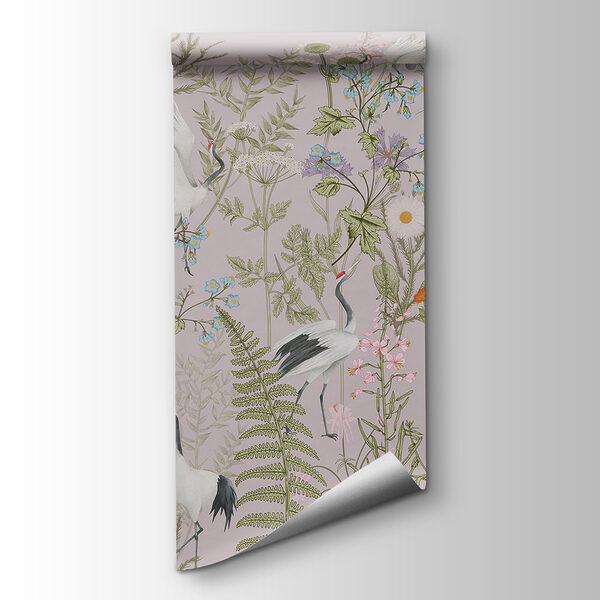 A wallpaper with birds and plants